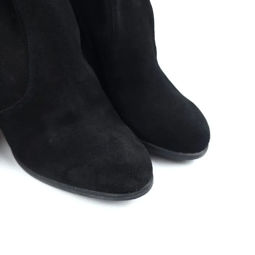 STUART WEITZMAN Tieland Over the Knee Boots Black Suede Leather Clean Girl 8